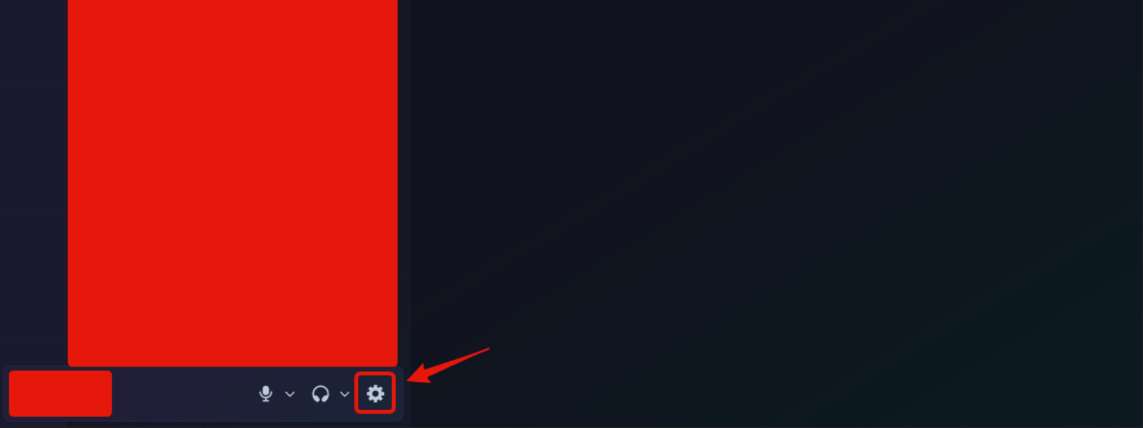 Discord user-settings cog highlighted